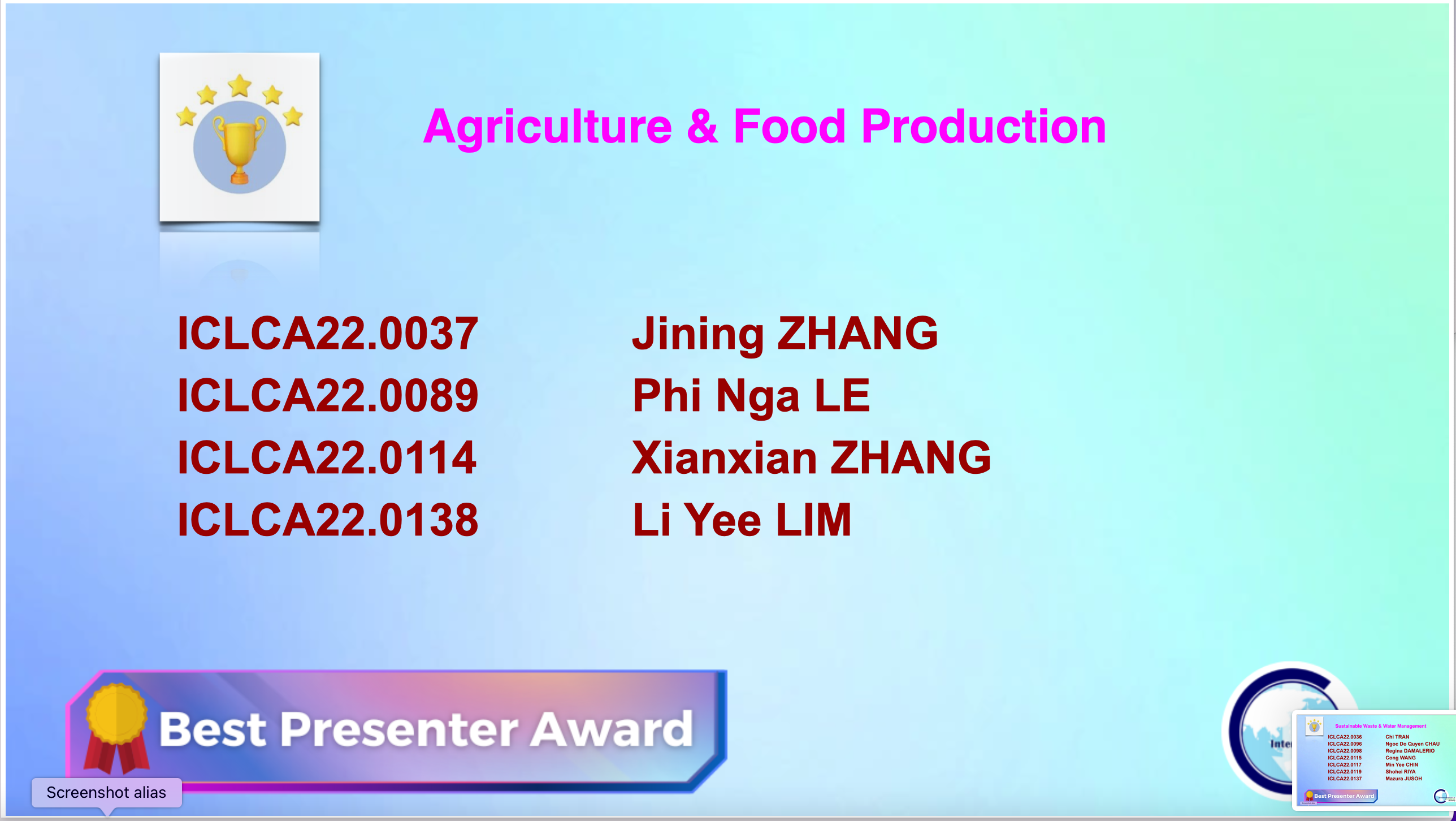 Best Presenter Agriculture & Food Production