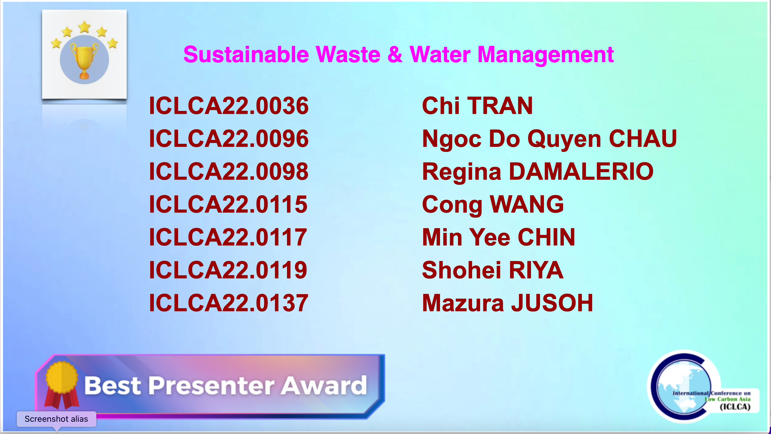 Best Presenter Sustainable Waste & Water Management
