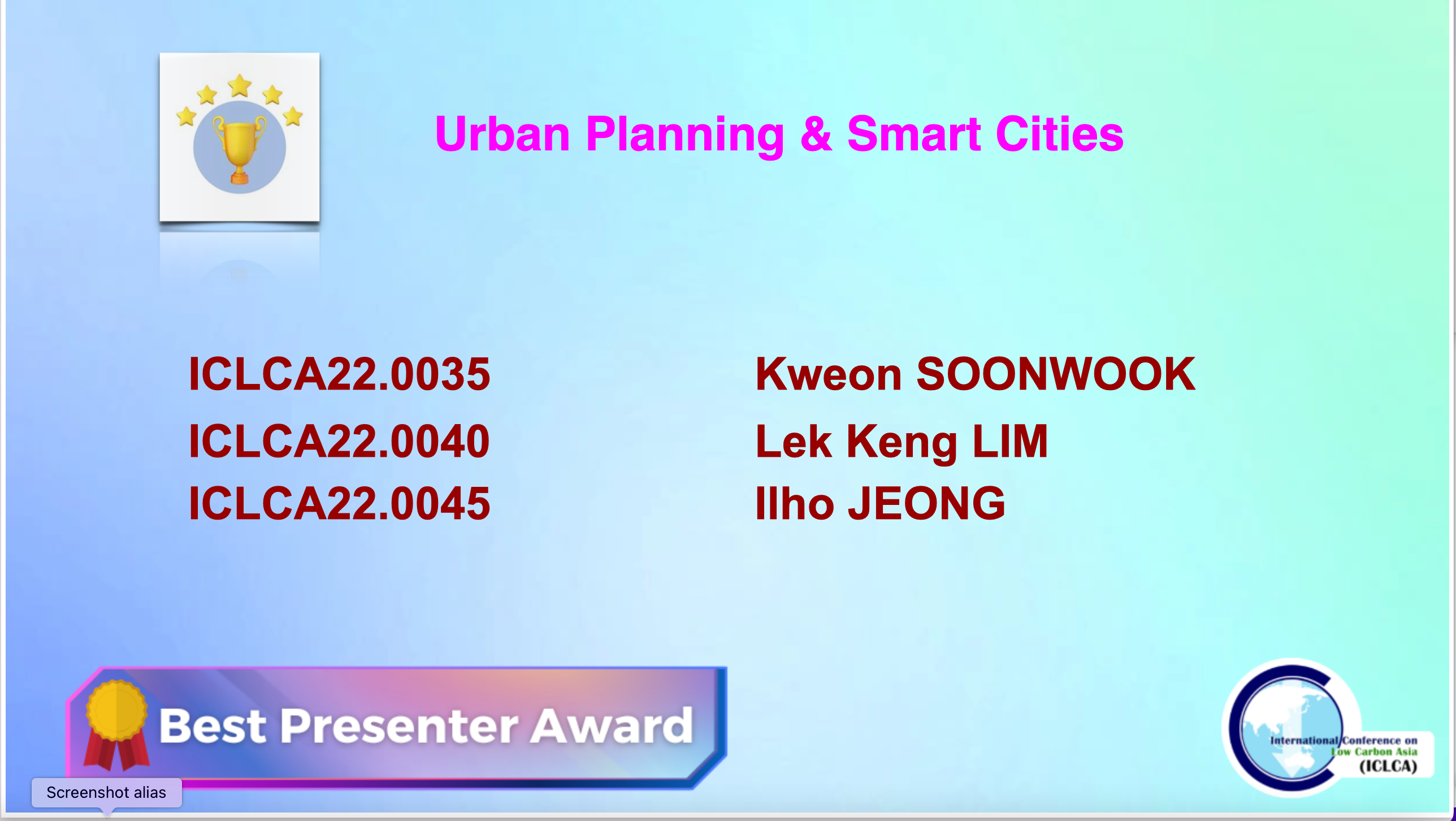 Best Presenter Urban Planning & Smart Cities